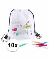 Rugtas witte gymtassen stiften kind 10095362